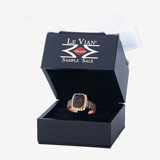 Le Vian® Grand Sample Sale™ Ring featuring 2 5/8 cts. Chocolate Quartz®, 1/3 cts. Chocolate Diamonds®, 1/5 cts. Nude Diamonds™ set in 14K Strawberry Gold®