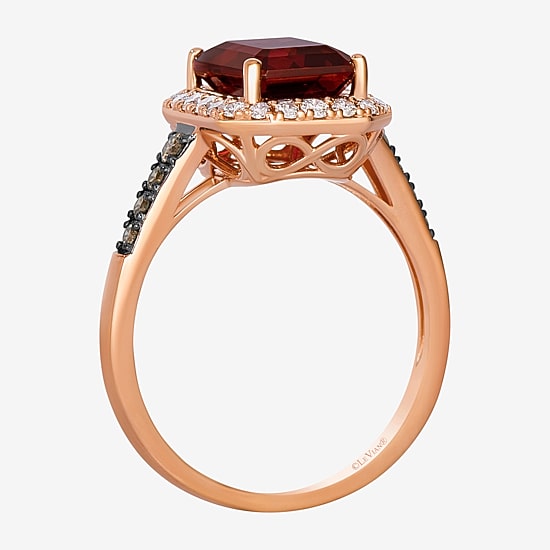 Le Vian® Grand Sample Sale™ Ring featuring 2 1/2 cts. Raspberry Rhodolite®, 1/8 cts. Chocolate Diamonds®, 1/4 cts. Nude Diamonds™ set in 14K Strawberry Gold®