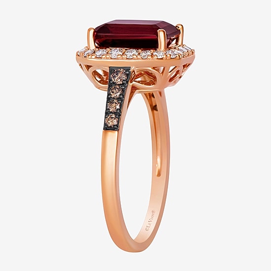 Le Vian® Grand Sample Sale™ Ring featuring 2 1/2 cts. Raspberry Rhodolite®, 1/8 cts. Chocolate Diamonds®, 1/4 cts. Nude Diamonds™ set in 14K Strawberry Gold®