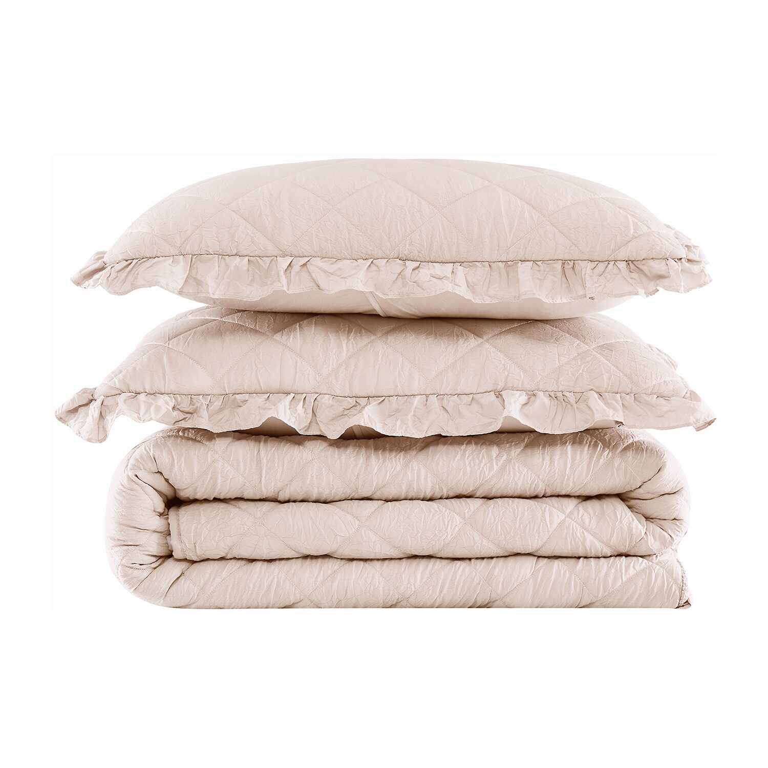 Truly Soft Crinkle Ruffle Easy Care Quilt Set