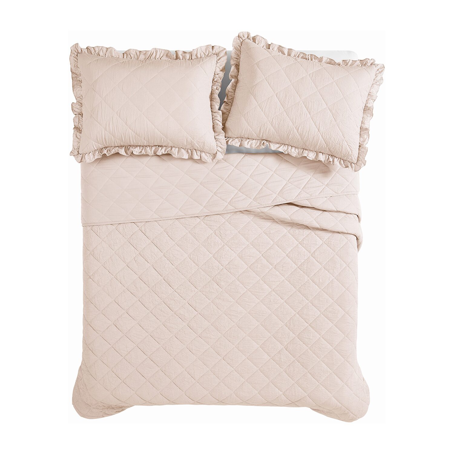 Truly Soft Crinkle Ruffle Easy Care Quilt Set