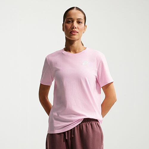 Nike Womens Crew Neck Short Sleeve Active T-shirt In Pink
