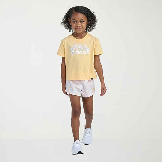 adidas Little Girls Jersey 2-pc. Short Set