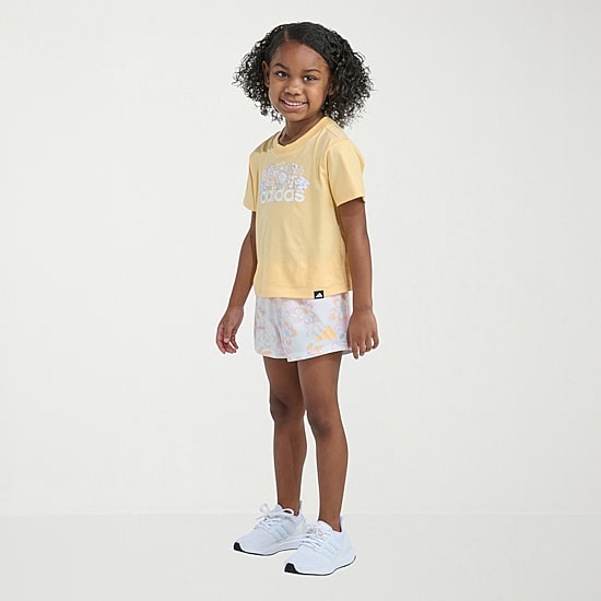 adidas Little Girls Jersey 2-pc. Short Set