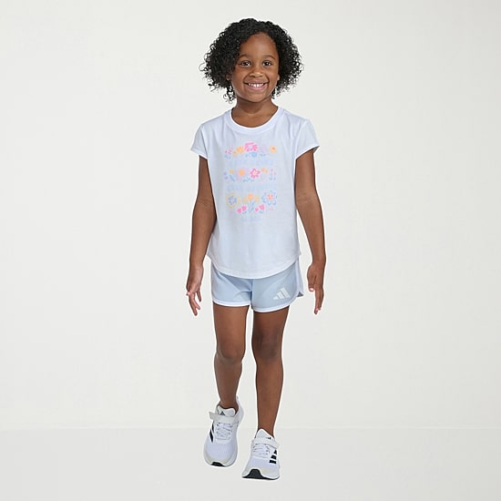 adidas Little Girls Jersey 2-pc. Short Set