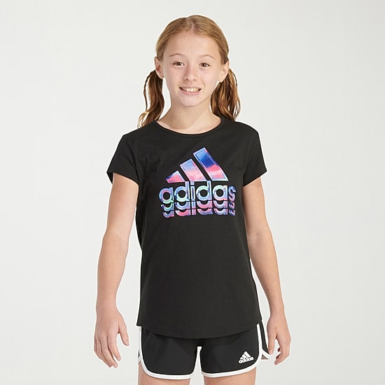 adidas Big Kid Girls Crew Neck Short Sleeve Regular Fit Graphic T-Shirt