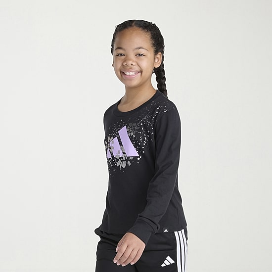 adidas Big Kid Girls Crew Neck Long Sleeve Regular Fit Graphic T-Shirt
