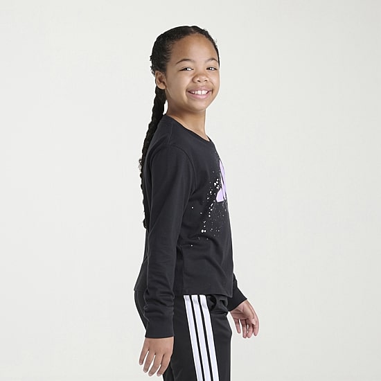 adidas Big Kid Girls Crew Neck Long Sleeve Regular Fit Graphic T-Shirt