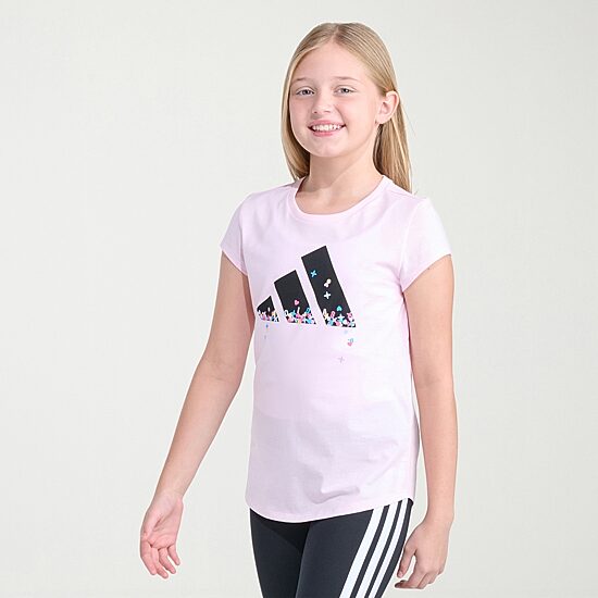 adidas Big Kid Girls Crew Neck Short Sleeve Regular Fit Graphic T-Shirt