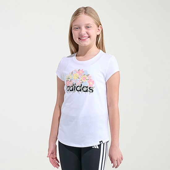 adidas Big Kid Girls Crew Neck Short Sleeve Regular Fit Graphic T-Shirt
