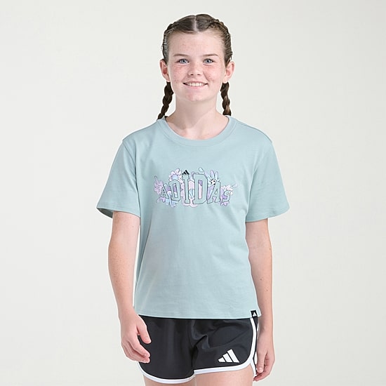 adidas Big Kid Girls Crew Neck Short Sleeve Regular Fit Graphic T-Shirt