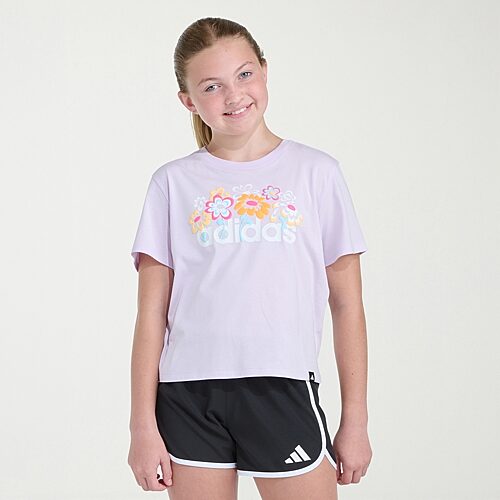 adidas Big Kid Girls Crew Neck Short Sleeve Regular Fit Graphic T-Shirt, X-large (16), Purple