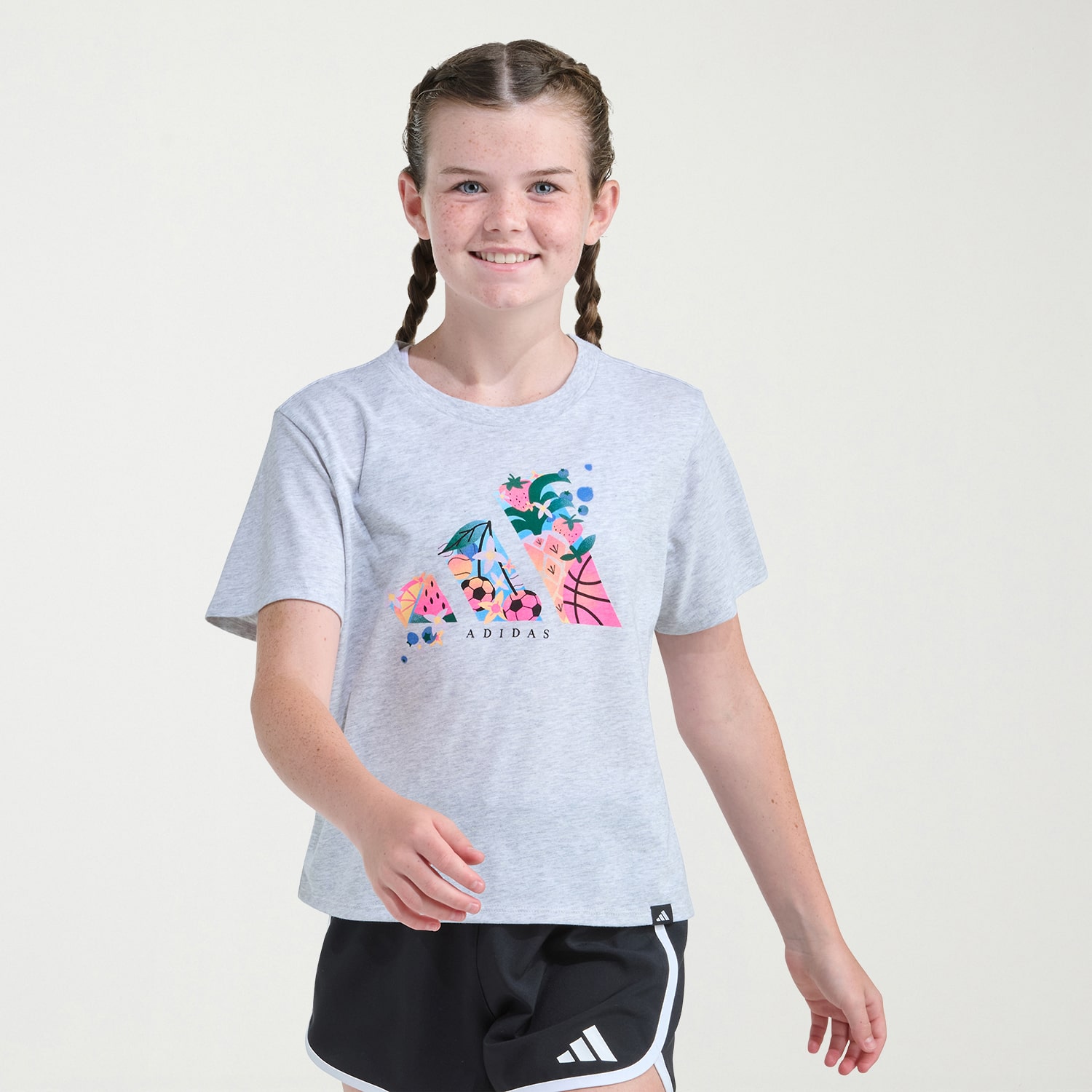 adidas Big Kid Girls Crew Neck Short Sleeve Regular Fit Graphic T-Shirt