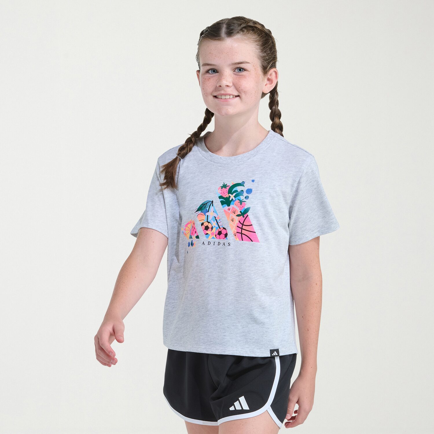 adidas Big Kid Girls Crew Neck Short Sleeve Regular Fit Graphic T-Shirt