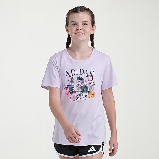 adidas Big Kid Girls Crew Neck Short Sleeve Regular Fit Graphic T-Shirt
