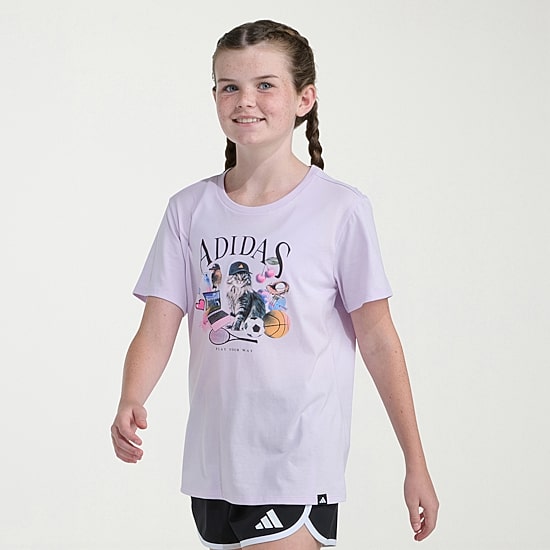 adidas Big Kid Girls Crew Neck Short Sleeve Regular Fit Graphic T-Shirt
