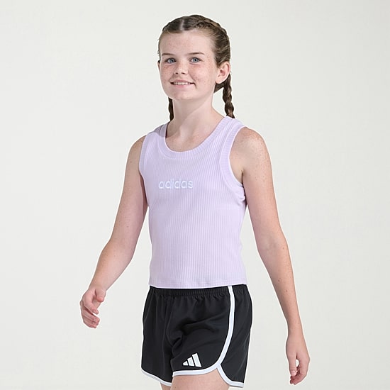 adidas Big Kid Girls Crew Neck Embroidered Sleeveless Active Tank Top