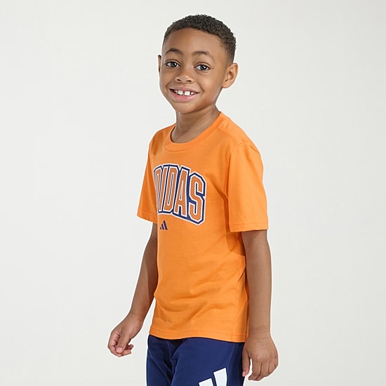 adidas Little Boys Crew Neck Short Sleeve Regular Fit Graphic T-Shirt