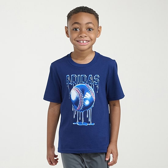 adidas Little Boys Crew Neck Short Sleeve Regular Fit Graphic T-Shirt