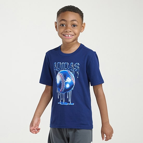 adidas Little Boys Crew Neck Short Sleeve Regular Fit Graphic T-Shirt