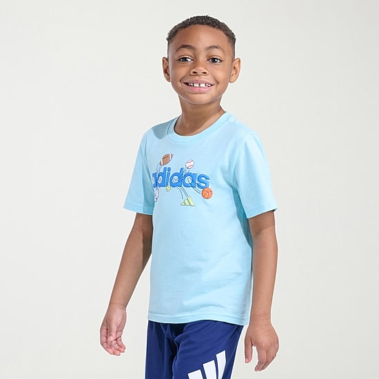 adidas Little Boys Crew Neck Short Sleeve Regular Fit Graphic T-Shirt