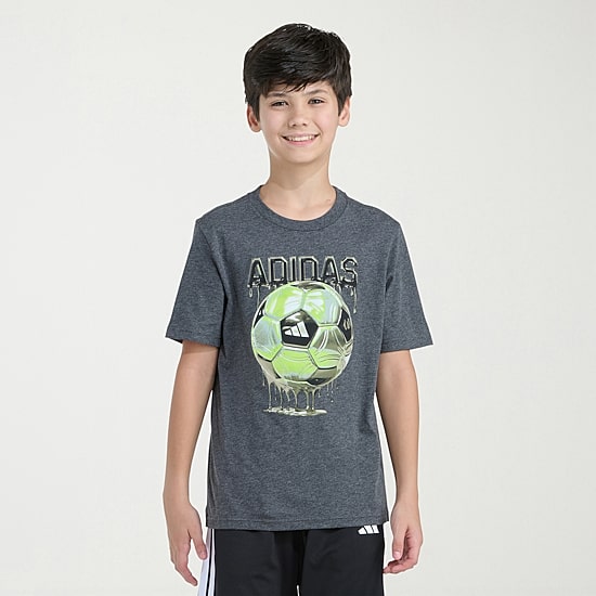 adidas Big Kid Boys Crew Neck Short Sleeve Regular Fit Graphic T-Shirt