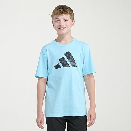 adidas Big Kid Boys Crew Neck Short Sleeve Regular Fit Graphic T-Shirt, M (10-12) Husky, Blue