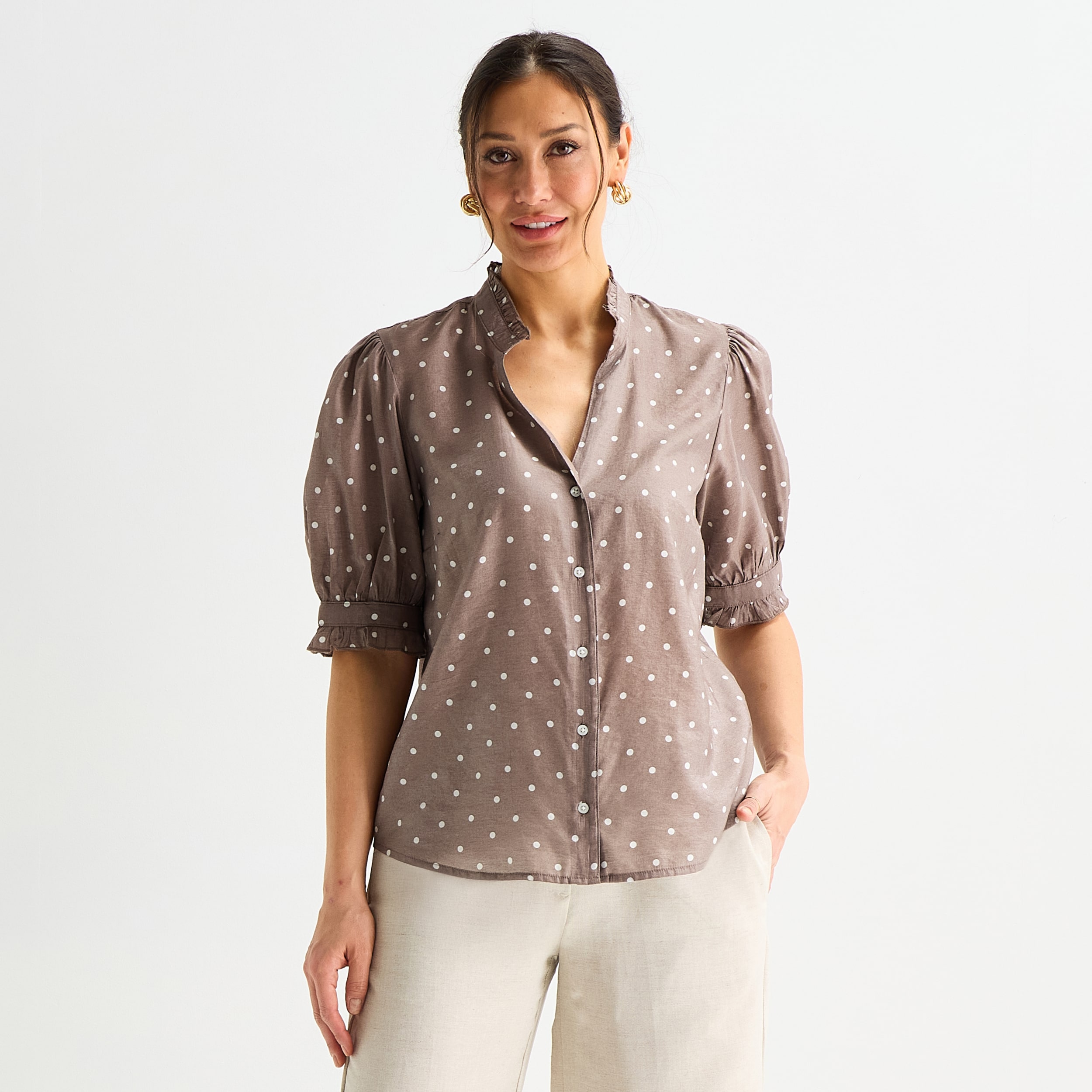 Liz Claiborne Womens Tall Short Sleeve Blouse