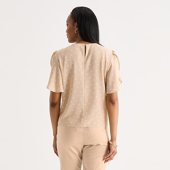 Liz Claiborne Womens Tall U Neck Short Sleeve Blouse