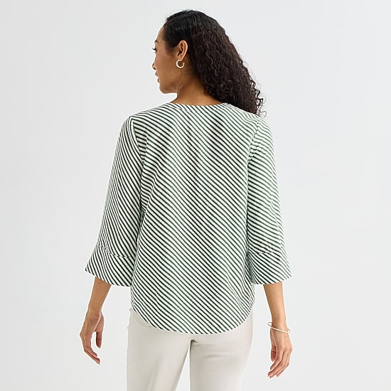 Liz Claiborne Womens Tall Split Crew Neck 3/4 Sleeve Blouse
