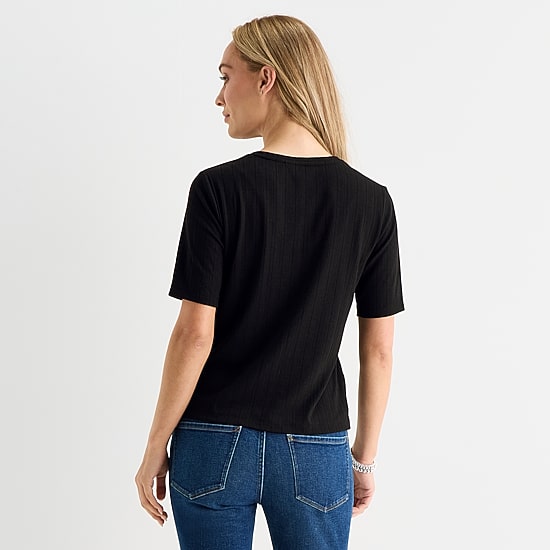 Liz Claiborne Womens Tall Short Sleeve Regular Fit Henley Shirt