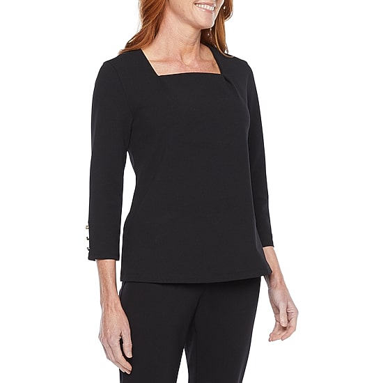 Liz Claiborne Womens Tall Short Sleeve Regular Fit Henley Shirt
