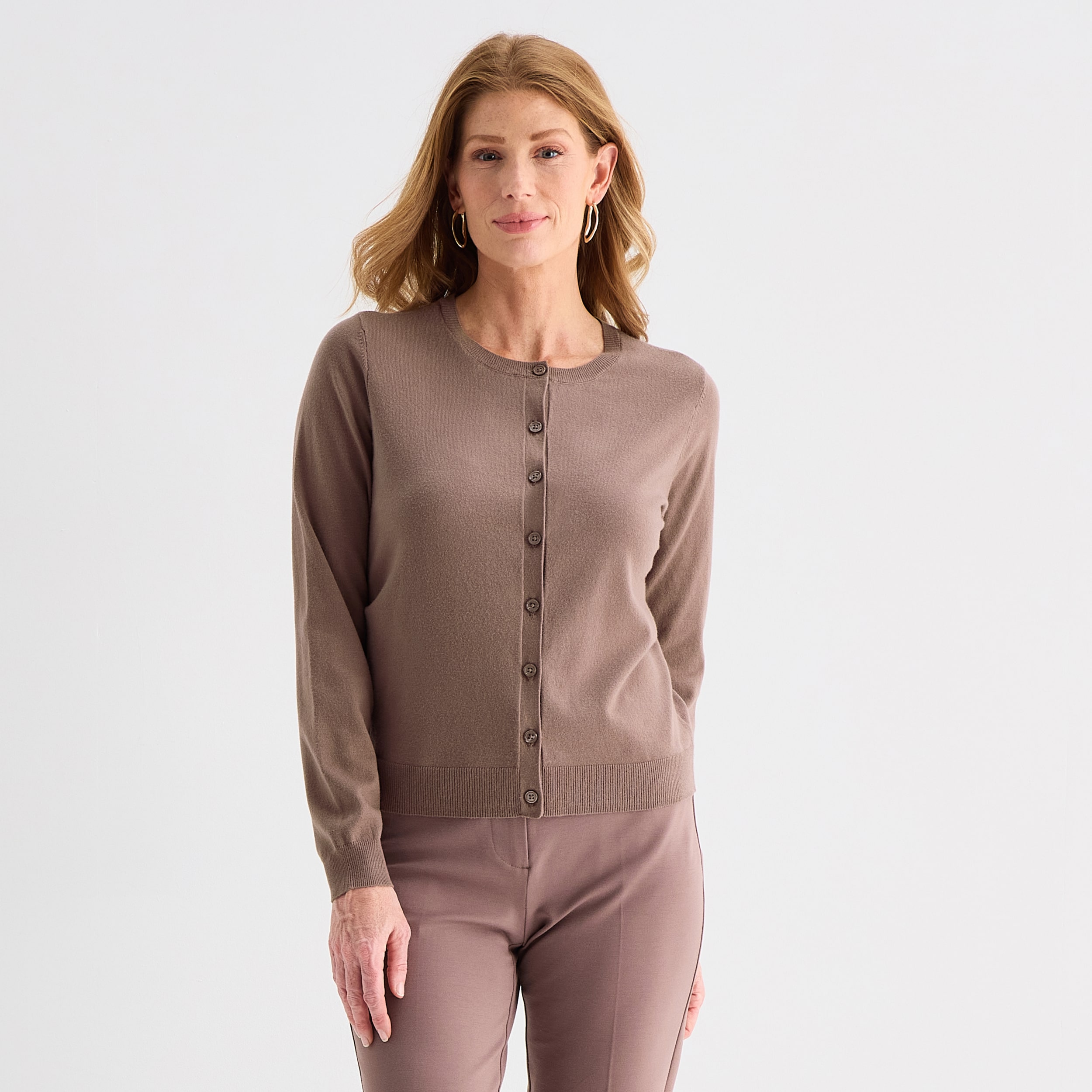 Liz Claiborne Womens Crew Neck Long Sleeve Tall Cardigan
