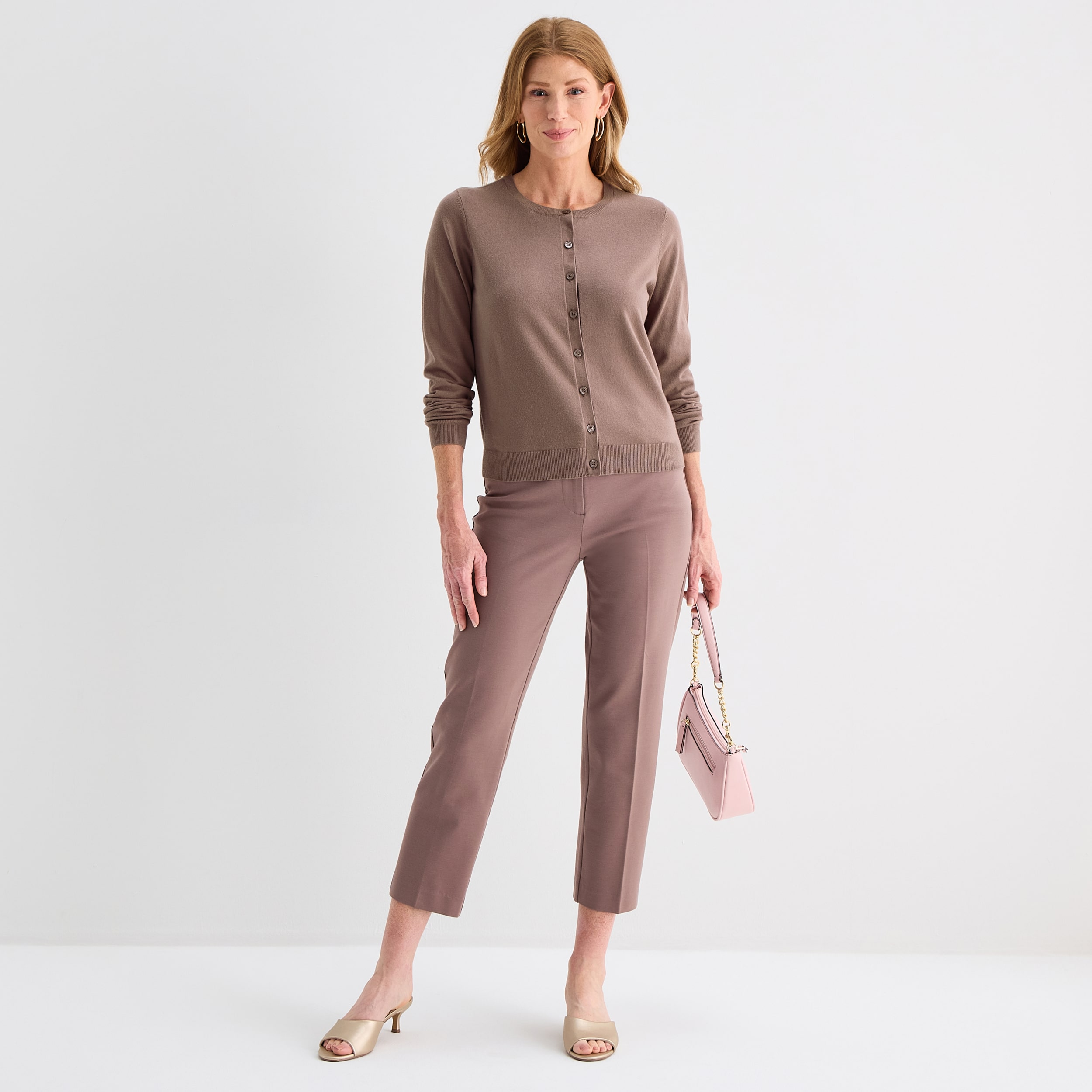 Liz Claiborne Womens Crew Neck Long Sleeve Tall Cardigan