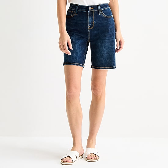 Liz Claiborne Lana Womens 8" High Rise Tall Denim Short