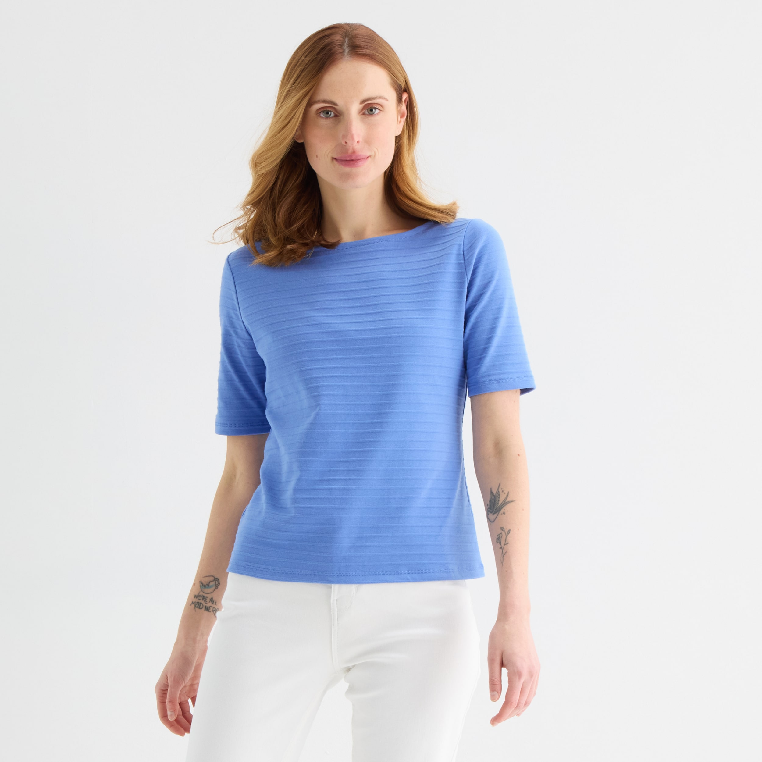 Liz Claiborne Womens Tall Boat Neck Short Sleeve Blouse