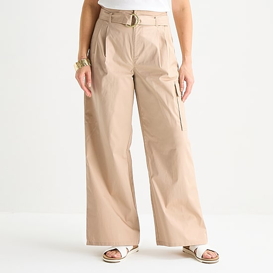 Liz Claiborne Womens Tall Wide Leg Mid Rise Cropped Pant