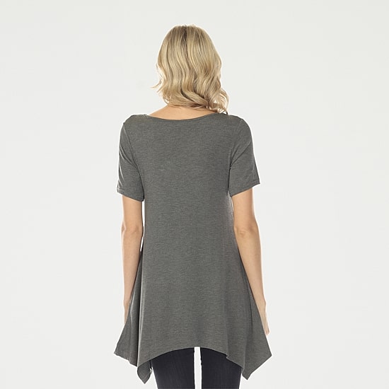 White Mark Swing Womens Scoop Neck Short Sleeve Tunic Top