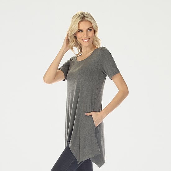 White Mark Swing Womens Scoop Neck Short Sleeve Tunic Top
