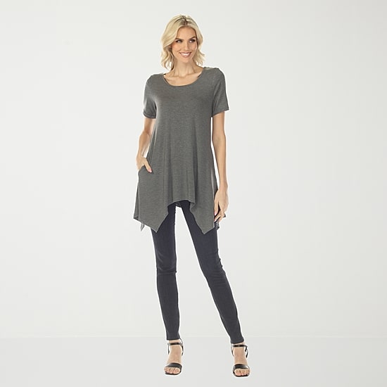 White Mark Swing Womens Scoop Neck Short Sleeve Tunic Top