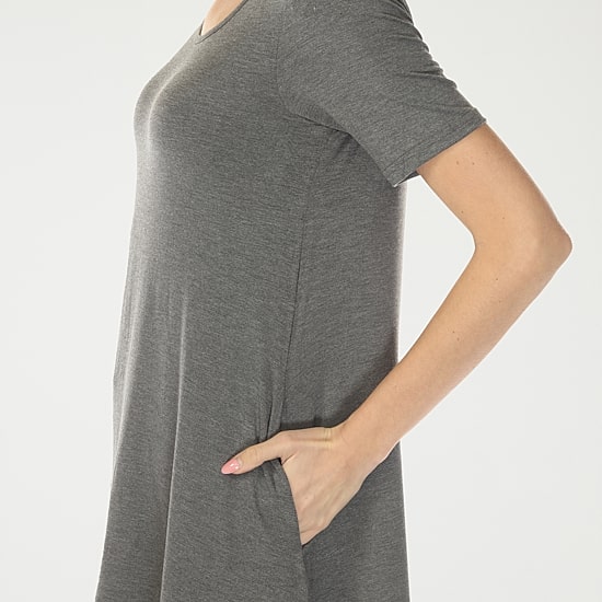 White Mark Swing Womens Scoop Neck Short Sleeve Tunic Top