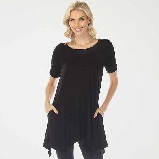 White Mark Swing Womens Scoop Neck Short Sleeve Tunic Top