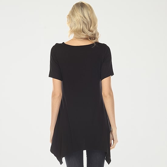 White Mark Swing Womens Scoop Neck Short Sleeve Tunic Top