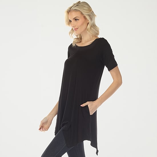 White Mark Swing Womens Scoop Neck Short Sleeve Tunic Top