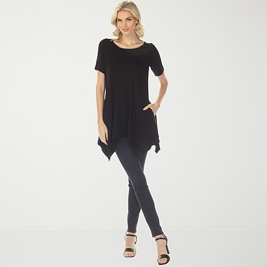 White Mark Swing Womens Scoop Neck Short Sleeve Tunic Top