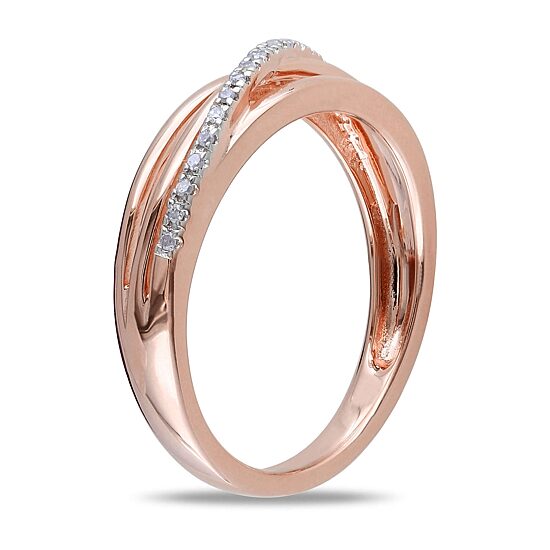 Womens 2MM Diamond Accent Natural White Diamond 18K Gold Over Silver Band