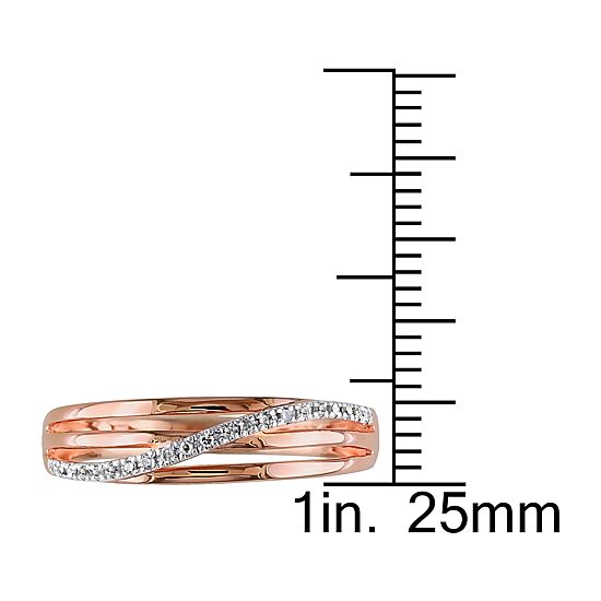 Womens 2MM Diamond Accent Natural White Diamond 18K Gold Over Silver Band