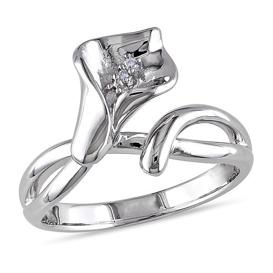 Womens Diamond Accent Natural White Diamond Sterling Silver Flower Cocktail Ring