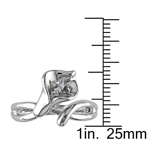 Womens Diamond Accent Natural White Diamond Sterling Silver Flower Cocktail Ring