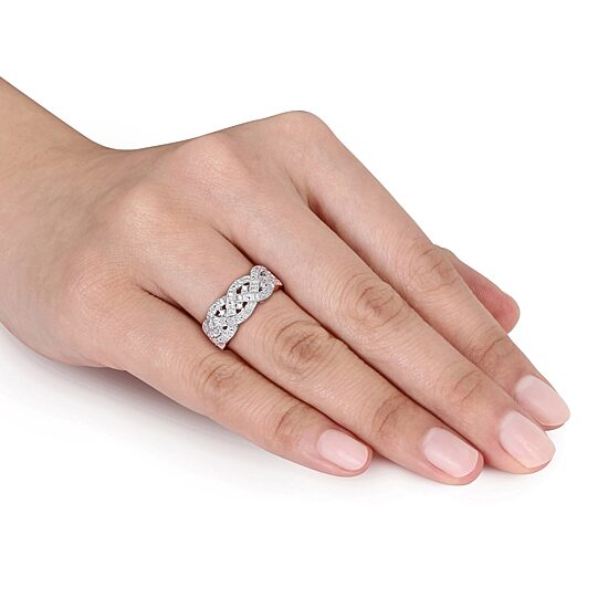 Womens 1/8 CT. T.W. Natural White Diamond Sterling Silver Band